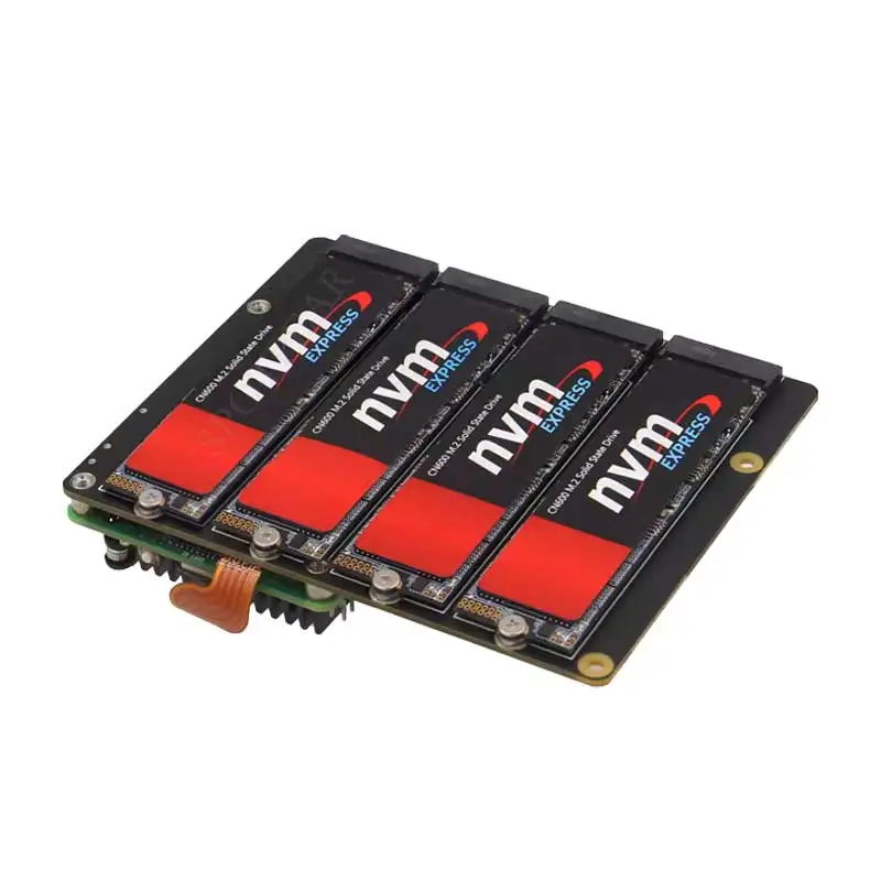 X1011 Raspberry Pi5 PCIe a M.2 NVMe Placa SSD de 4 puertos HAT Pi 5 Cuatro veces 2280