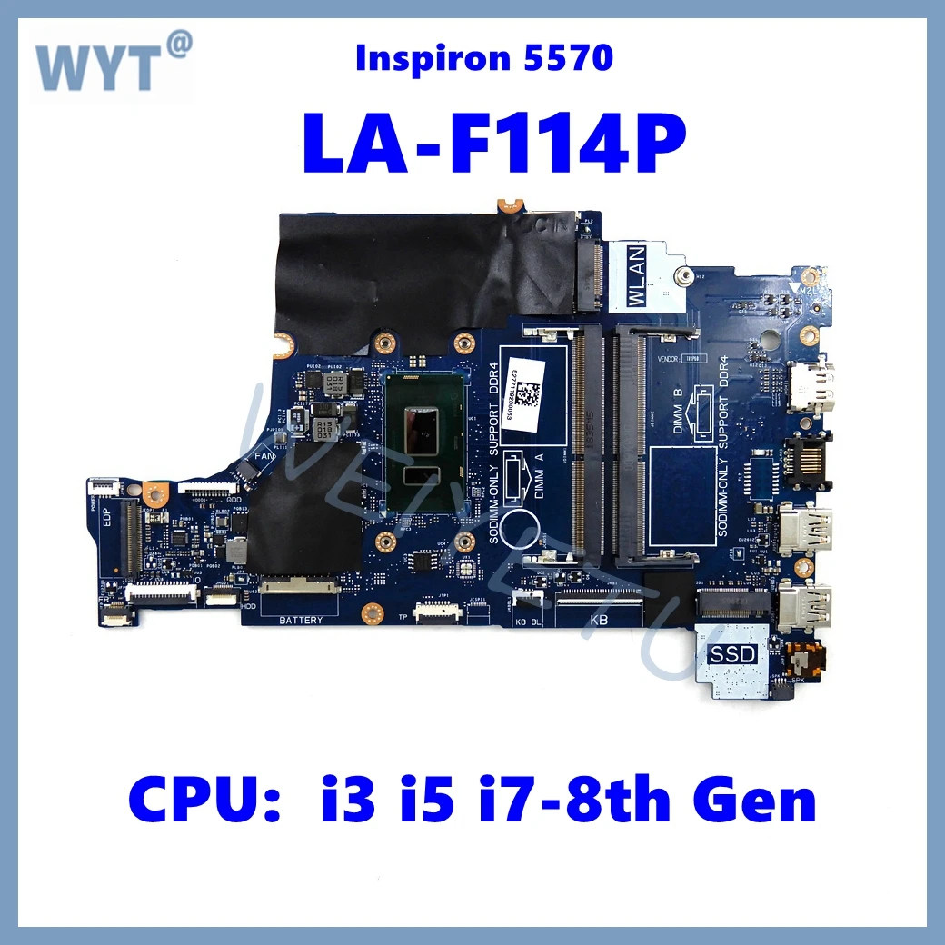 Placa base para portátil LA-F114P para Dell Inspiron 15 5570 5770 con i3 i5 i7-8th Gen CPU100 % probado OK