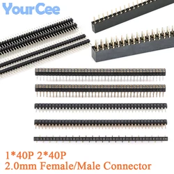 Pin Header 40 pines Doble Fila Macho-Hembra Paso 2 mm