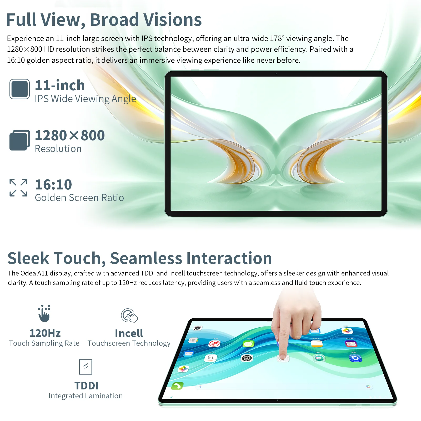 Odea-Tableta A11 Android 14 Unisoc T606, ocho núcleos, 12GB(4GB + 8GB de expansión), RAM 128GB ROM, 11 pulgadas, IPS, 7000mAh, tipo-c, cámara de 13MP, GPS - imagen 5