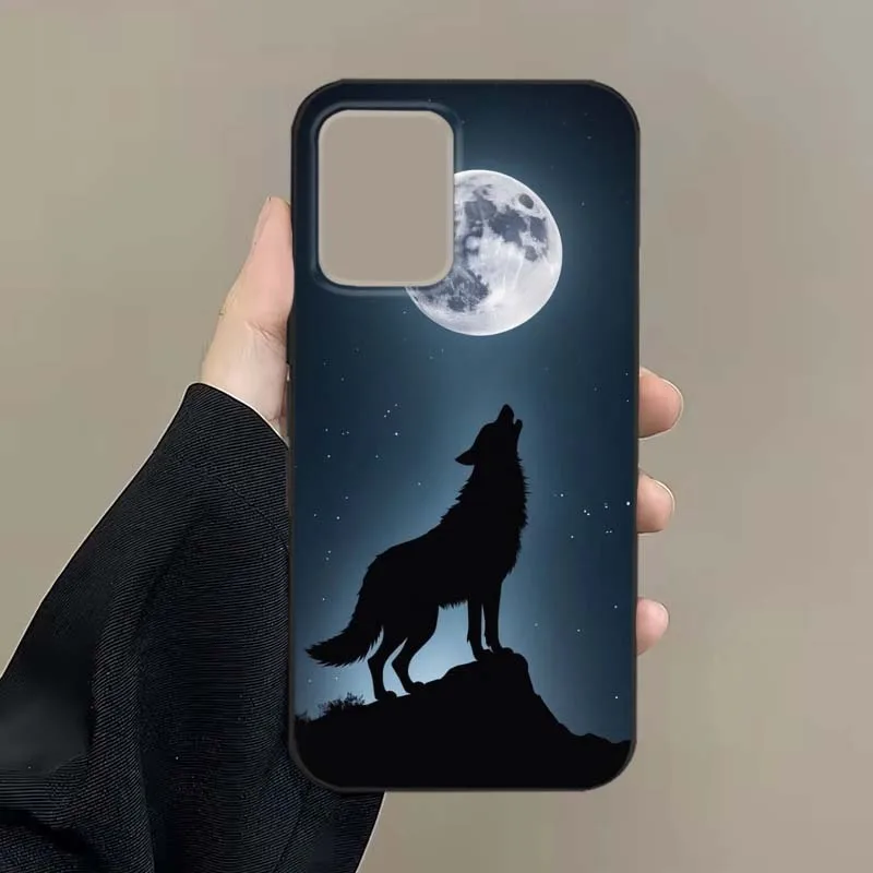 Funda con patrón de arte de lobo para Motorola X40 X30 G82 G8 G71 G52 G51 G50 G5 G42 G32 G30 G22 G14 Pro 5G, funda de teléfono negra - imagen 2