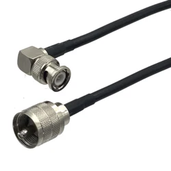Conector RG58 UHF PL259 a BNC Ángulo Recto – Conexión Directa Antena ao Equipamento