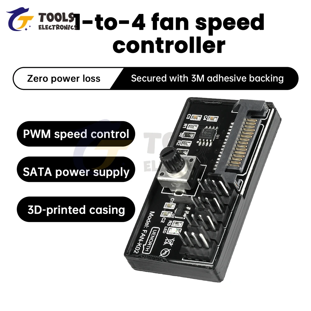 Controlador de velocidad del ventilador del ordenador PWM, concentrador de alta potencia de 60W, controlador de potencia Sata DC para PC, Control de velocidad del ventilador de cuatro cables - imagen 3