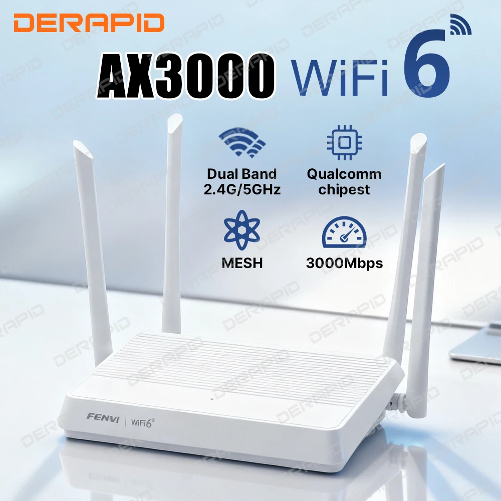 FENVI AX3000 WiFi 6 repetidor de malla extensor de alcance inalámbrico 2,4G/5GHz 4 antenas de alta ganancia amplificador de señal Gigabit para el hogar