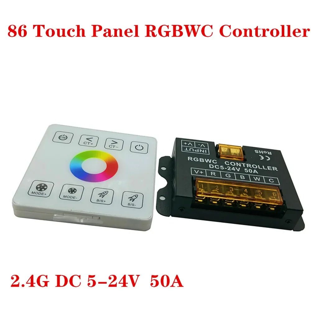 5V 12V 24V 2,4G interruptor RF Control de atenuación 86 Panel táctil remoto para controlador de un solo Color/CCT/RGB/RGBW/RGBWC(RGB + CCT) tira de LED - imagen 4