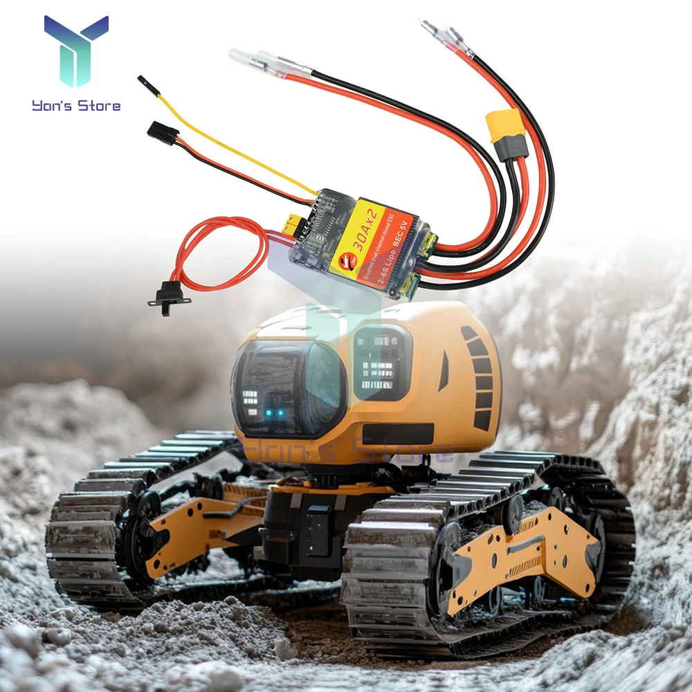 ESC cepillado bidireccional de doble canal 30A 50A con entrada de señal PWM para coches RC, barcos y vehículos con orugas - imagen 2