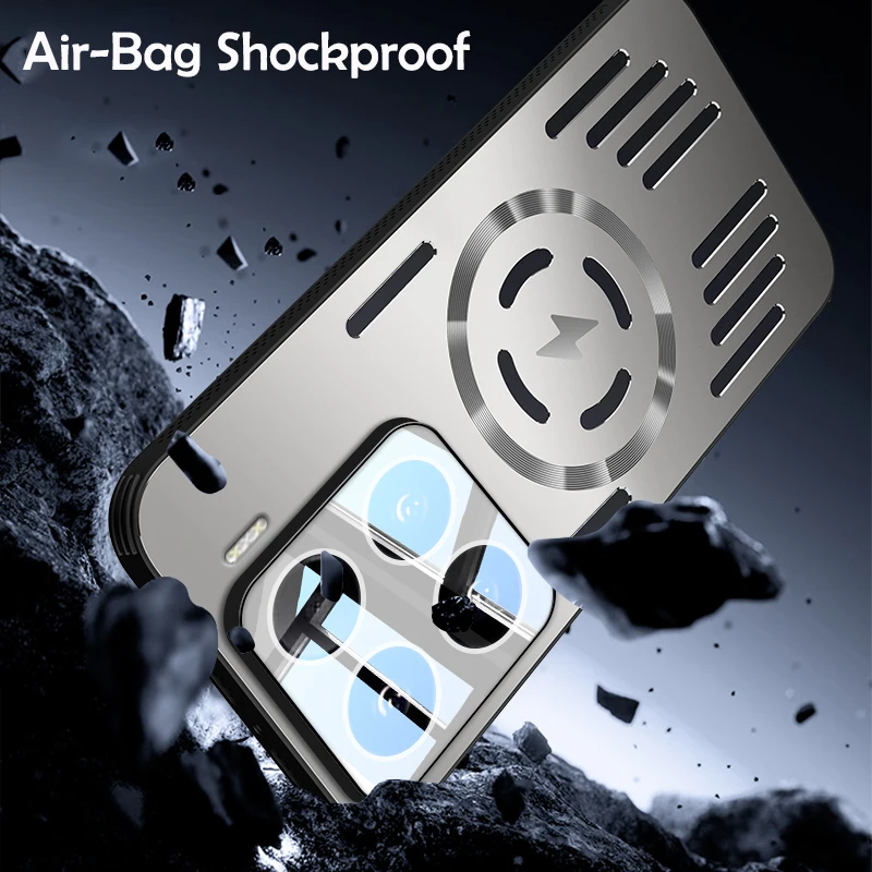 Cubierta de carga inalámbrica magnética de disipación de calor de Metal duro para Xiaomi 17 Pro Max 15 Ultra 14 13 Pro funda protectora trasera fresca - imagen 5