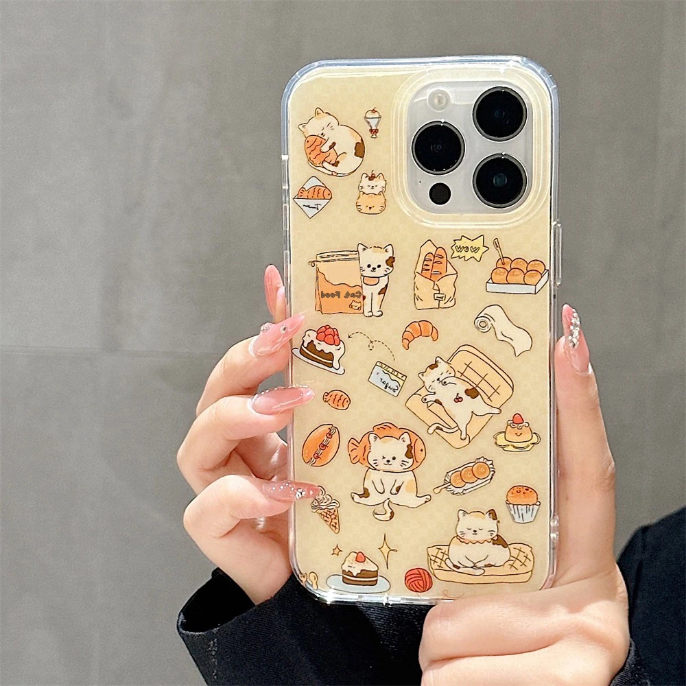 Funda de teléfono con diseño de gato de dibujos animados para iPhone 14 Pro 11 13 12 15 16 Pro Max, funda protectora de silicona suave brillante IMD a prueba de golpes - imagen 5