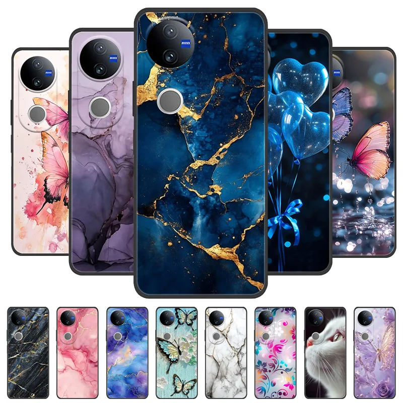 Funda de mármol para Vivo V50 5G, funda trasera de silicona pintada encantadora, funda protectora anticaída para Vivo V2427 V 50
