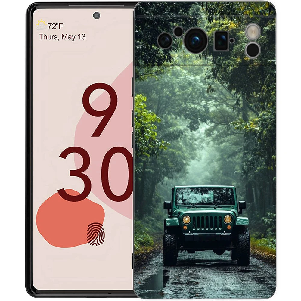 Funda de teléfono para vehículo de viaje forestal, funda negra de TPU suave a prueba de golpes para Google Pixel 10 9 8 7 6 Pro XL 9A 8A 6A 7A 5G - imagen 4