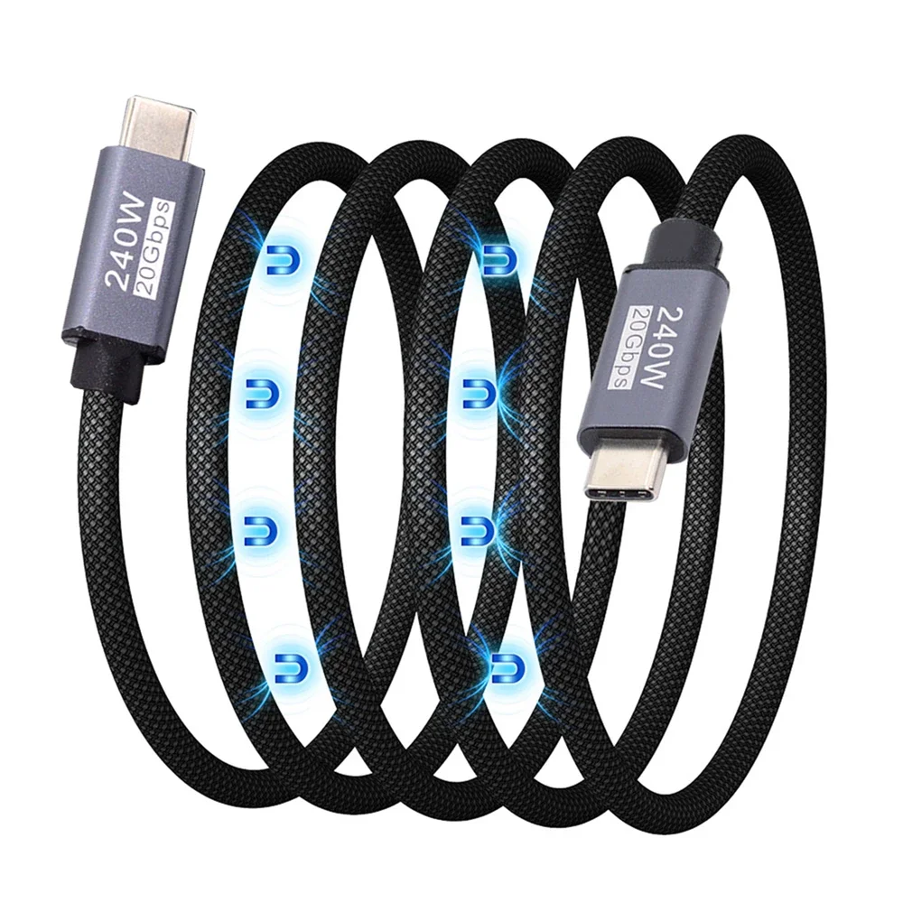 Cable magnético USB C USB4.0 tipo C 20Gbps PD3.1 240W 8K 5K 4K Cable de extensión de carga rápida de datos