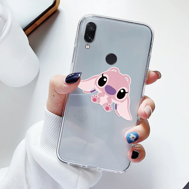 Para Redmi Note 7 Pro 7S contraportada de lujo transparente funda de teléfono Lilo & Stitch Lover Fundas de dibujos animados para Redmi Note7 Shell bolsas - imagen 3