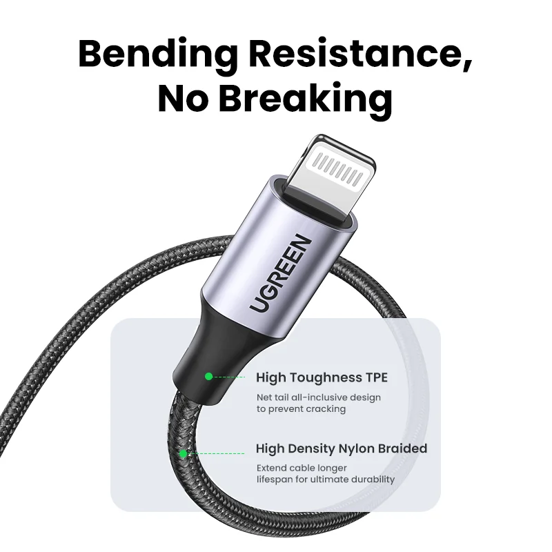 UGREEN MFi USB Lightning Cable para iPhone 2.4A carga rápida USB A a Cables de iluminación para iPad iPhone 11 13 12 14 Pro Max Cable - imagen 5