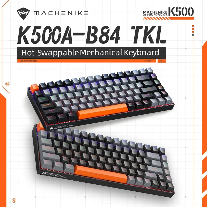 AliExpress Collection Machenike-Teclado mecánico K500A-B84 75% TKL, periférico para juegos con cable intercambiable en caliente, retroiluminado en 6 colores, 84 teclas, para PC y portátil - imagen 2