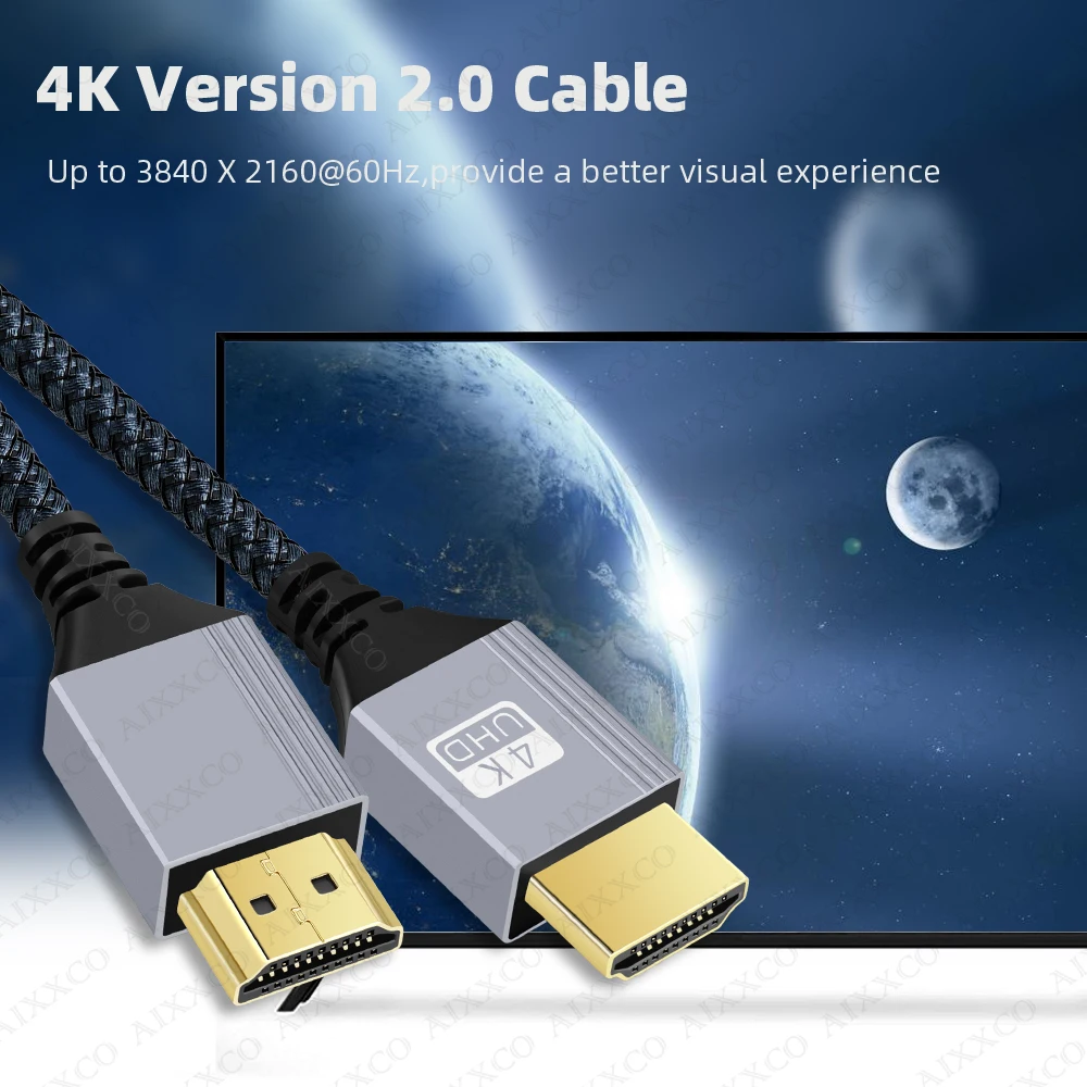 AIXXCO Cable compatible con HDMI 4K 60Hz macho a HDMI compatible con macho para proyector PS3/4 TV Box Cable de Monitor de ordenador portátil - imagen 5