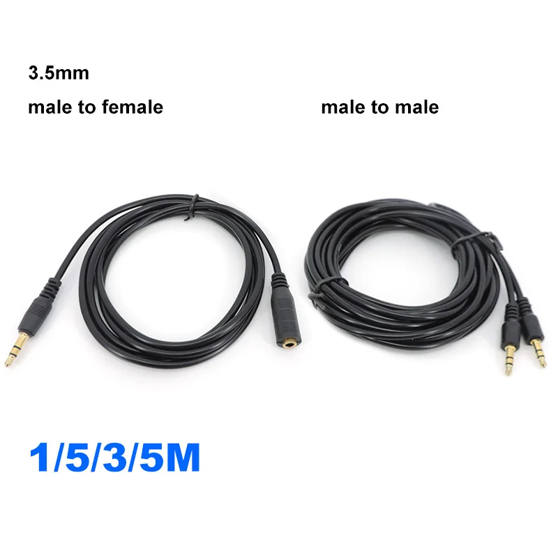 10 Uds 1,5/3/5m macho a hembra 3,5mm Jack macho a macho Cable de extensión auxiliar estéreo Cable de Audio para teléfono auriculares q1