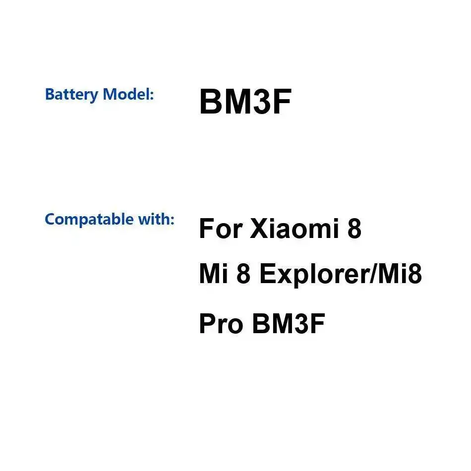 Batería de teléfono móvil 3000Mah reemplazo Premium respetuoso con el medio ambiente BM3F para Xiaomi 8 MI Explorer Mi8 Pro