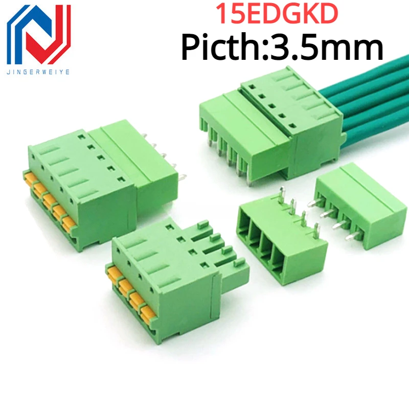 2 juegos 15EDG 3,5mm 3,81 bloque de terminales PCB enchufable sin tornillos 15EDGKD 3,5 MM 3,81mm conector de Cable tipo prensa de resorte 2P 3P 4P-12P - imagen 2