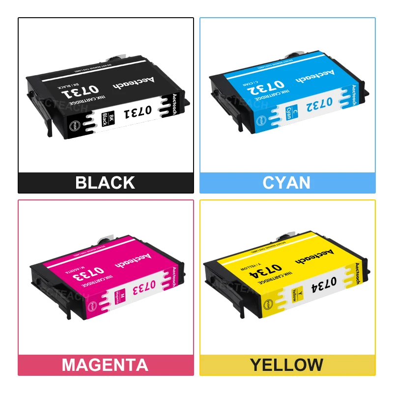 Aecteach T0731-T0734 cartucho de tinta completo con Chip Compatible con EPSON Stylus TX400 TX409 TX410 TX419 TX550W TX510F TX600FW - imagen 4
