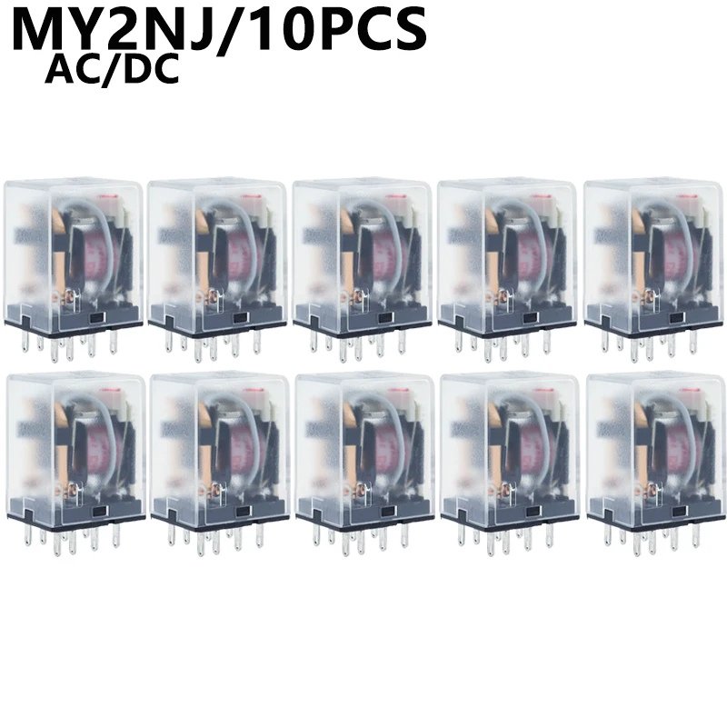 10 unids/lote bobina MY2NJ DPDT relé de potencia electromagnética 8 pines AC 12V 24V 36V 48V 110V 220V 380V - imagen 2