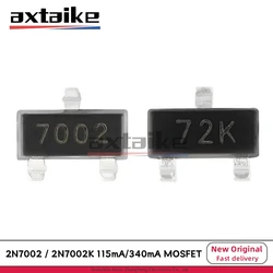 100 Uds 2N7002 2N7002K LT1G 7002 702 72K 12W LWW L2N7002KLT1G RK SOT-23 60V 340mA 115mA SMD Transistor MOSFET de canal N