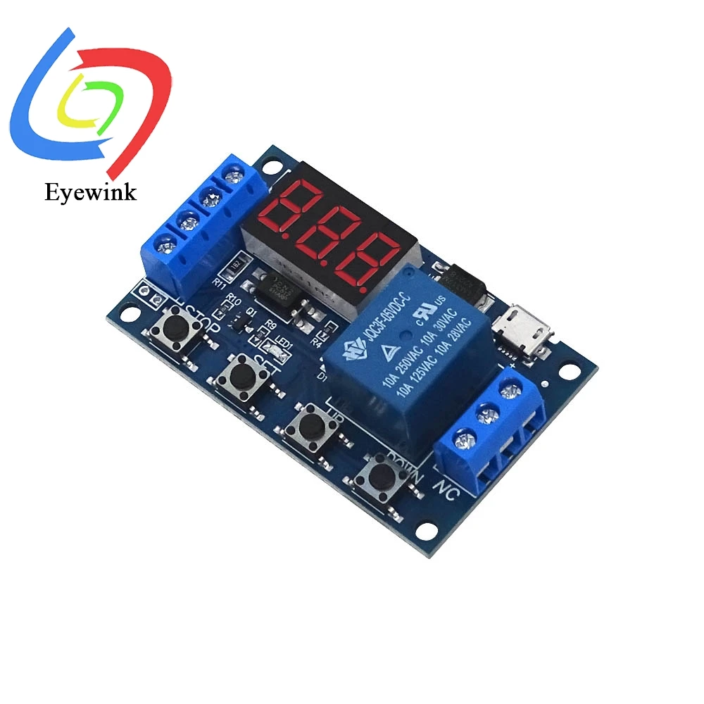 Relé temporizador DC 6-30V, módulo de relé de retardo programable, temporizador de ciclo con pantalla LED, 6V, 9V, 12V, 24V, compatible con Micro USB - imagen 3