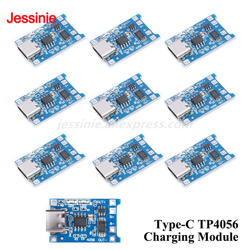 10 uds/1 ud 18650 TP4056 tipo C módulo de placa de cargador de batería de litio interfaz USB protección de carga funciones duales 1A