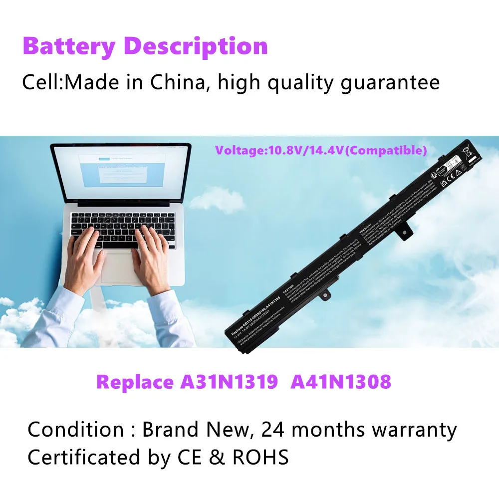 A41N1308 A31N1319 batería del ordenador portátil para For Asus X451 X551C X451C X551M X451CA X551 X551CA X551MA serie A31LJ91 X45LI9C - imagen 2