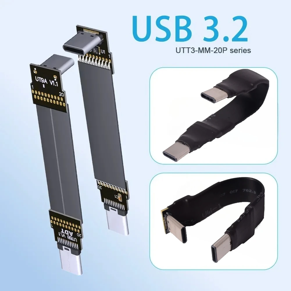 FPC 20Gbps USB 3,2 tipo C Gen 2x2 Cable plano suave USB C macho a macho OTG datos FPV Cable aéreo Monitor cardán de mano sin escobillas - imagen 2