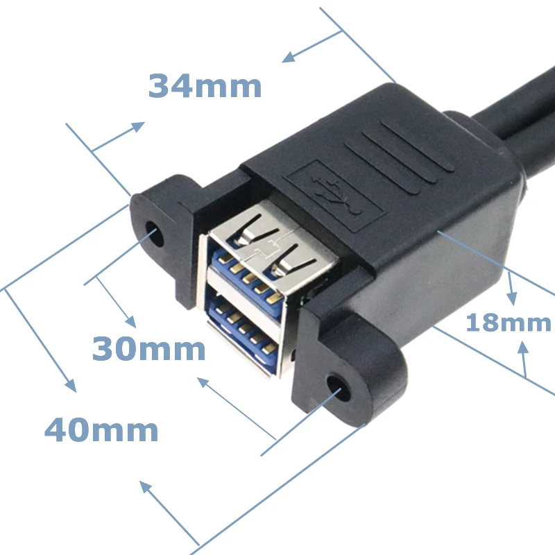 30cm 20 pines 19 pines codo de 90 grados a USB 3,0 Cable de instalación roscado hembra de doble puerto para instalación de placa base de computadora - imagen 3