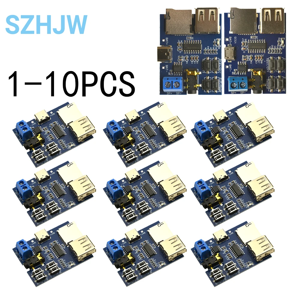 1-10 Uds tarjeta TF disco U formato MP3 módulo de placa decodificadora módulo amplificador decodificación reproductor de audio tipo C/Micro USB