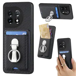 Funda de Fibra Carbono OnePlus Nord CE3/10T/11–Soporte Anel Tarjetas
