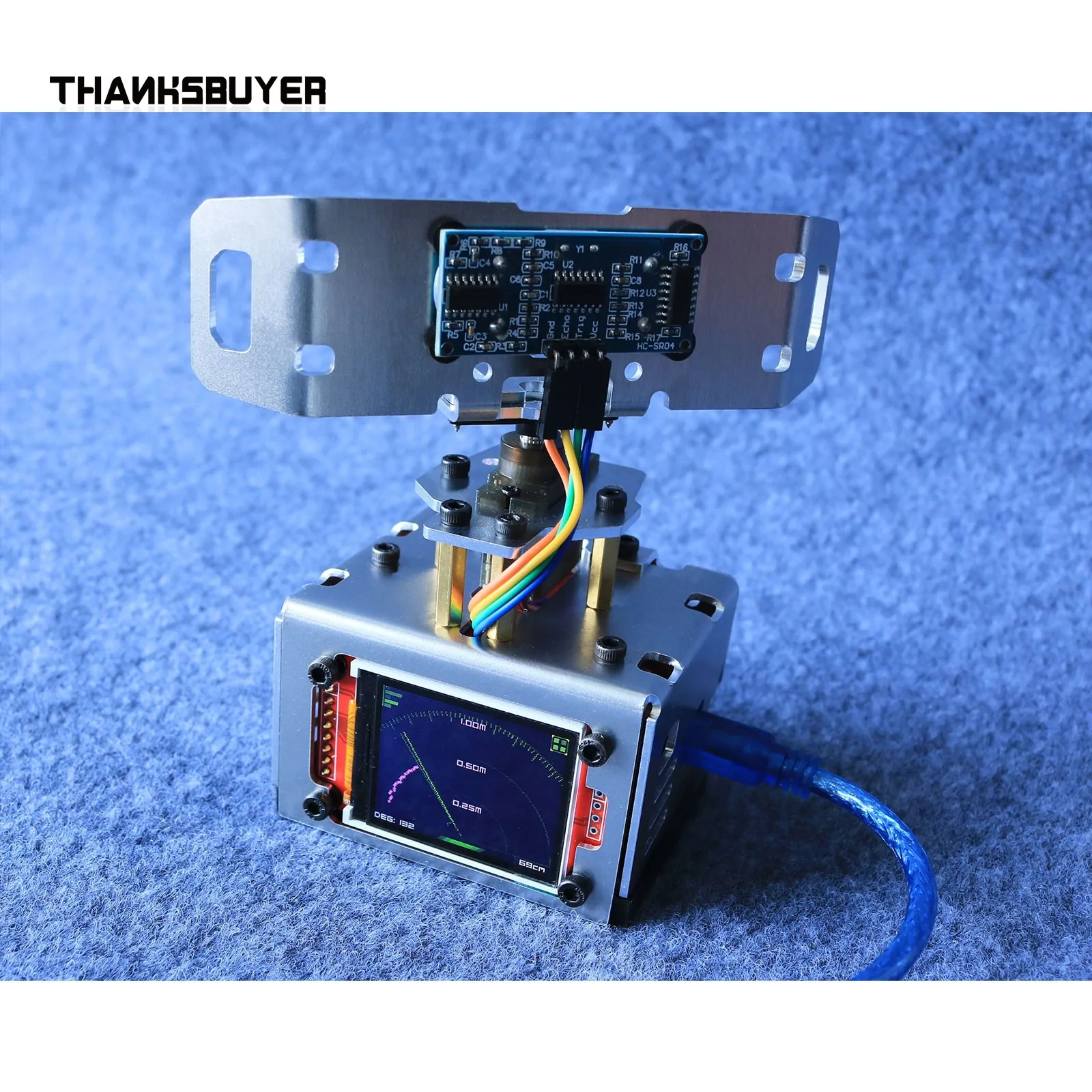 Kit de aprendizaje de programación de Radar ultrasónico MG90S Detector ultrasónico de servomotor de engranaje de Metal 2 para bricolaje - imagen 5
