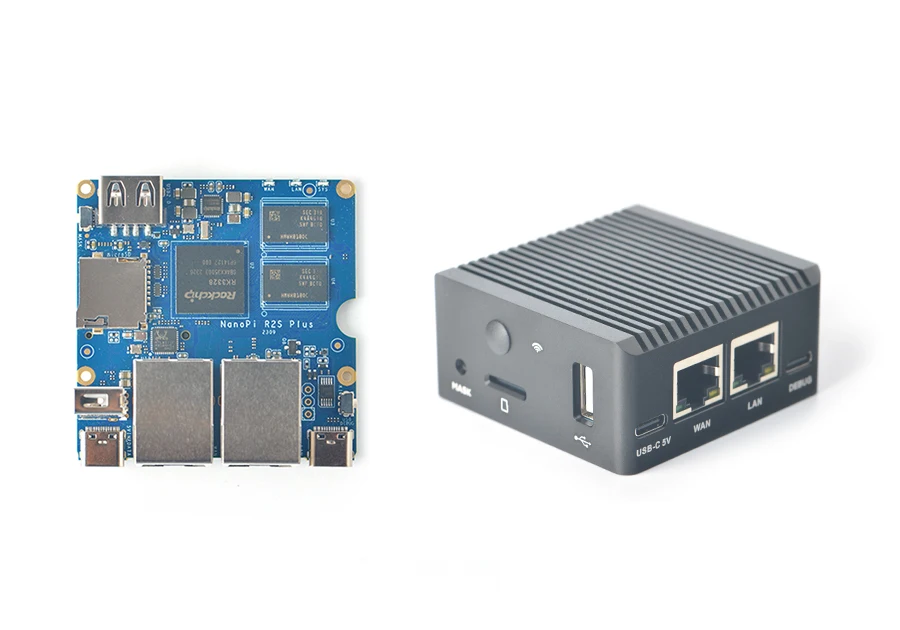 NanoPi R2S Plus Mini Placa de desarrollo RK3328, puertos Ethernet de doble Gigabit, 32GBeMMC, compatible con M.2WiF - imagen 2