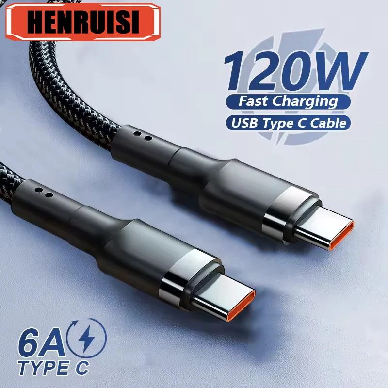 Cable de carga súper rápida de 120W, Cable de datos USB C a tipo C para Samsung S24 S23 Ultra iPhone 16 Pro Max Xiaomi 14 Oneplus 12 POCO