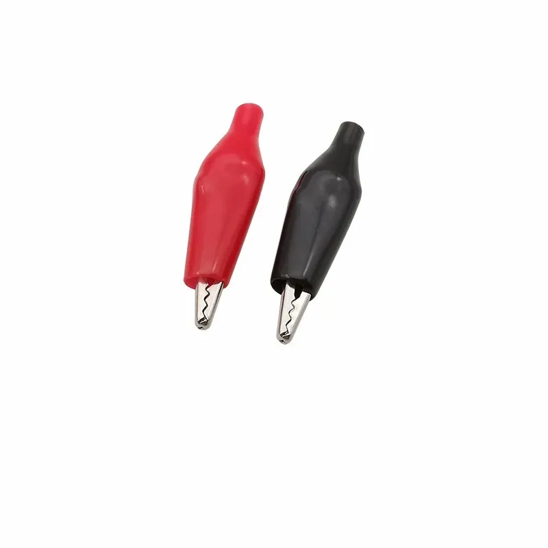 20 piezas 28mm Mini Clip de cocodrilo de Metal G98 abrazaderas eléctricas de cocodrilo sonda de prueba negro rojo con Clips de batería de coche de bota de plástico - imagen 2