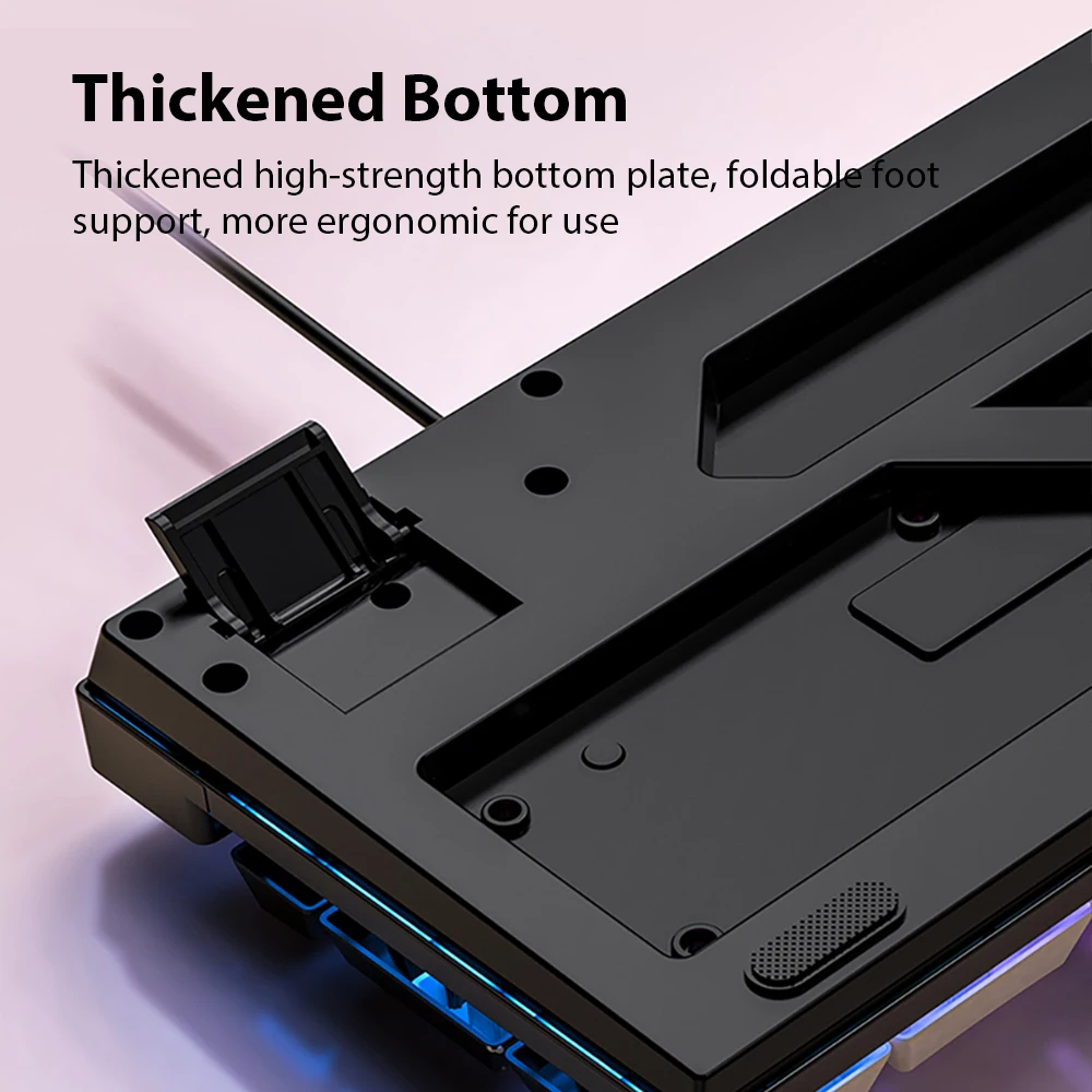 Teclado mecánico K500 para juegos, teclado de oficina para ordenador Windows e IOS, portátil, PC, teclados de membrana con cable de 104 teclas - imagen 5