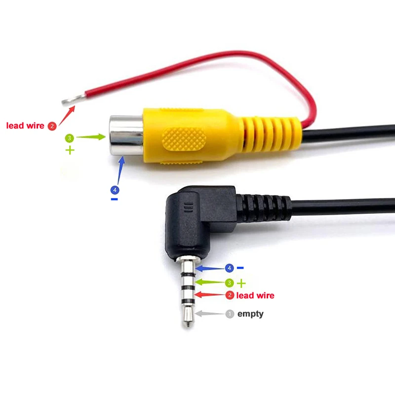 1 Uds Cable de conexión de cámara de visión trasera RCA hembra a Cable convertidor AV de 2,5mm vista trasera de coche cámara de estacionamiento inverso a coche DVR - imagen 4