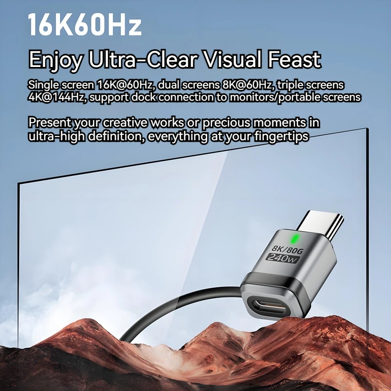 Adaptador USB tipo C de Metal de 240W, convertidor OTG de 40gbps, transferencia de datos, indicador de carga de 48V 5A USB-C para teléfono Macbook Air y portátil - imagen 5