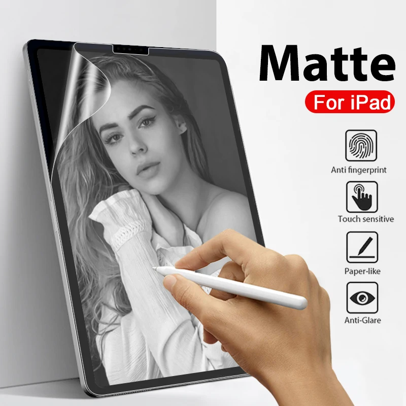 Como película de papel para Ipad 10 9th 10th Generation Pro 12,9 11 12 9 Protector de pantalla Air 5 4 3 2 Mini 6 7th 8th 9th 10,2 película mate