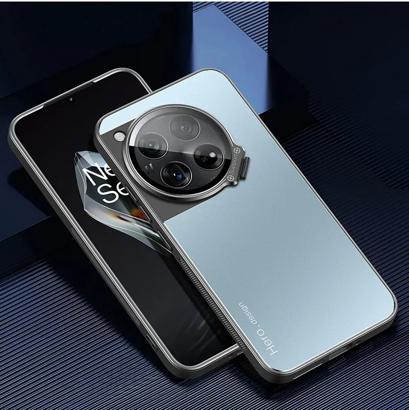 Para Oneplus 13 13R 5G lente de Metal ultrafina cubierta de soporte de cámara para One Plus 12 1 + 13 funda de protección mate a prueba de golpes con soporte
