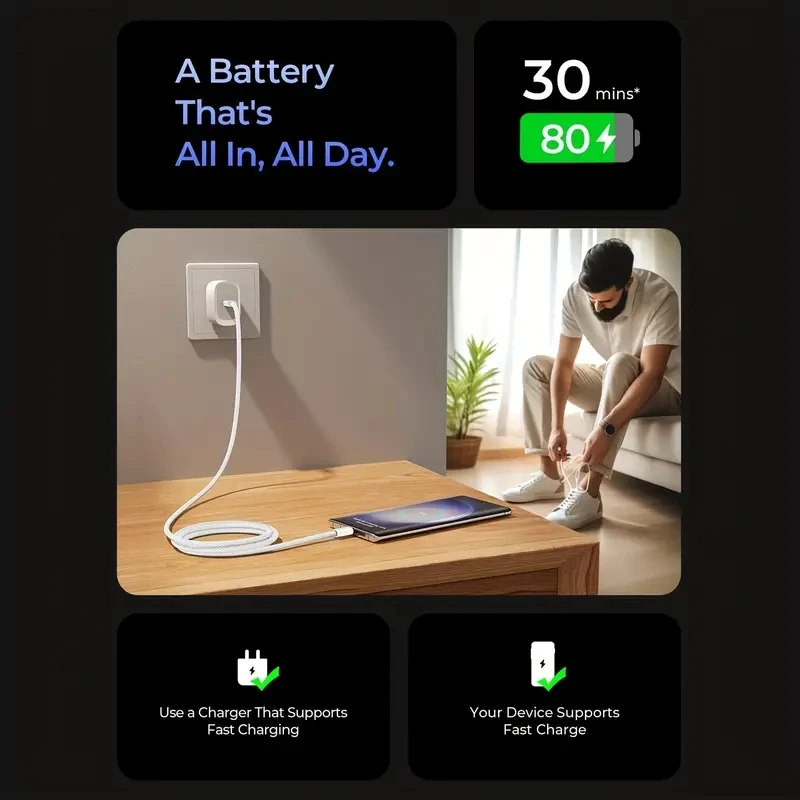 Cable cargador rápido USB C Original PD 60W para Apple iPhone 15 Pro Max 15 Pro 15 Puls USB-C accesorios de línea de datos de carga tejida - imagen 5