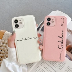Funda de cuero con nombre para iPhone 7–16 Pro, Plus y Max