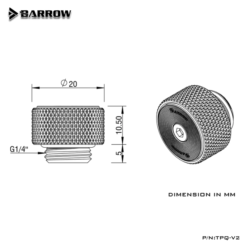 Barrow G1/4" Filtro de válvula de escape de aire manual Nuevo diseño de patrón de CD, TPQ-V2, negro completo/plata - imagen 2