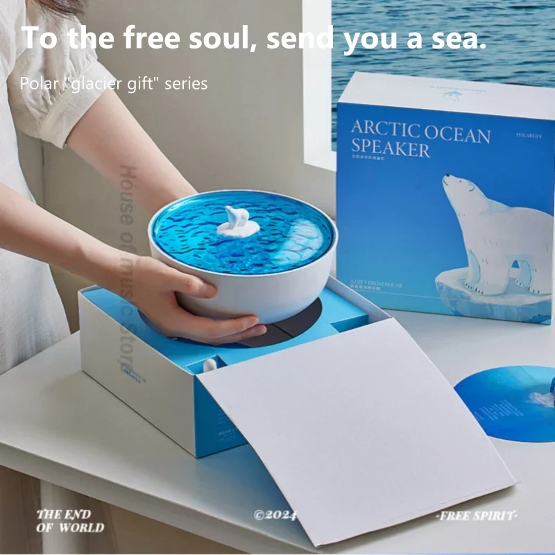 Altavoz pequeño Vintage portátil, altavoces inalámbricos Bluetooth con lámpara de proyección de olas oceánicas, caja de sonido para dormir con ruido blanco incorporado - imagen 4