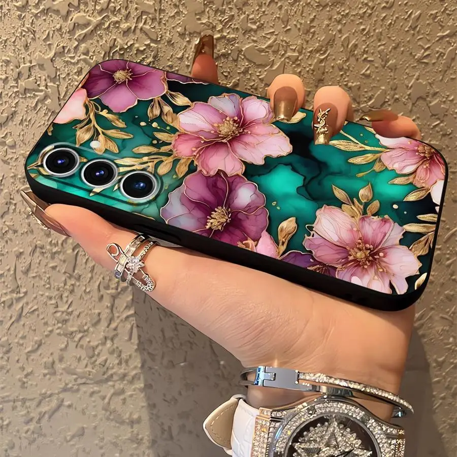 Funda para Teléfono con Diseño de Flores en Tinta para Samsung Galaxy A32 A52 A36 A24 A73 A51 A26 A72 A23 A53 A35 A22 A25 A71 A55 A41 - imagen 3