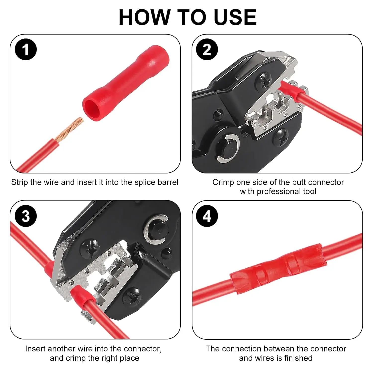 300 Uds. Conectores de engarzado de empalme a tope conectores de terminales de cable recto eléctricos aislados 10-22AWG Termina de empalme a tope surtido - imagen 4