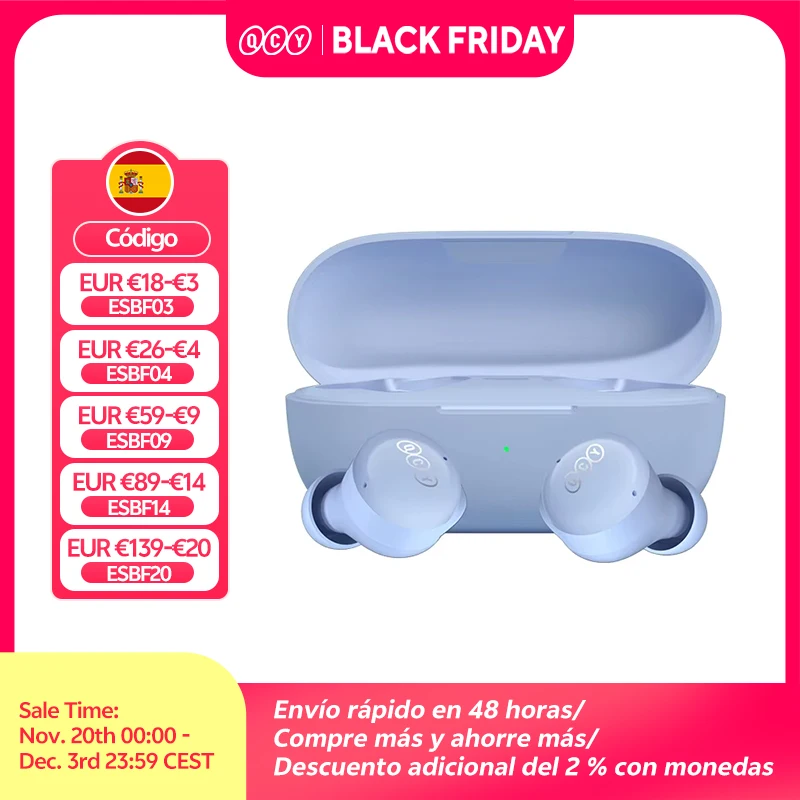 QCY-auriculares inalámbricos T17 con Bluetooth 5,3, dispositivo de audio con Control táctil, manos libres, modo de baja latencia, ENC, modo de espera largo, 26H - imagen 2