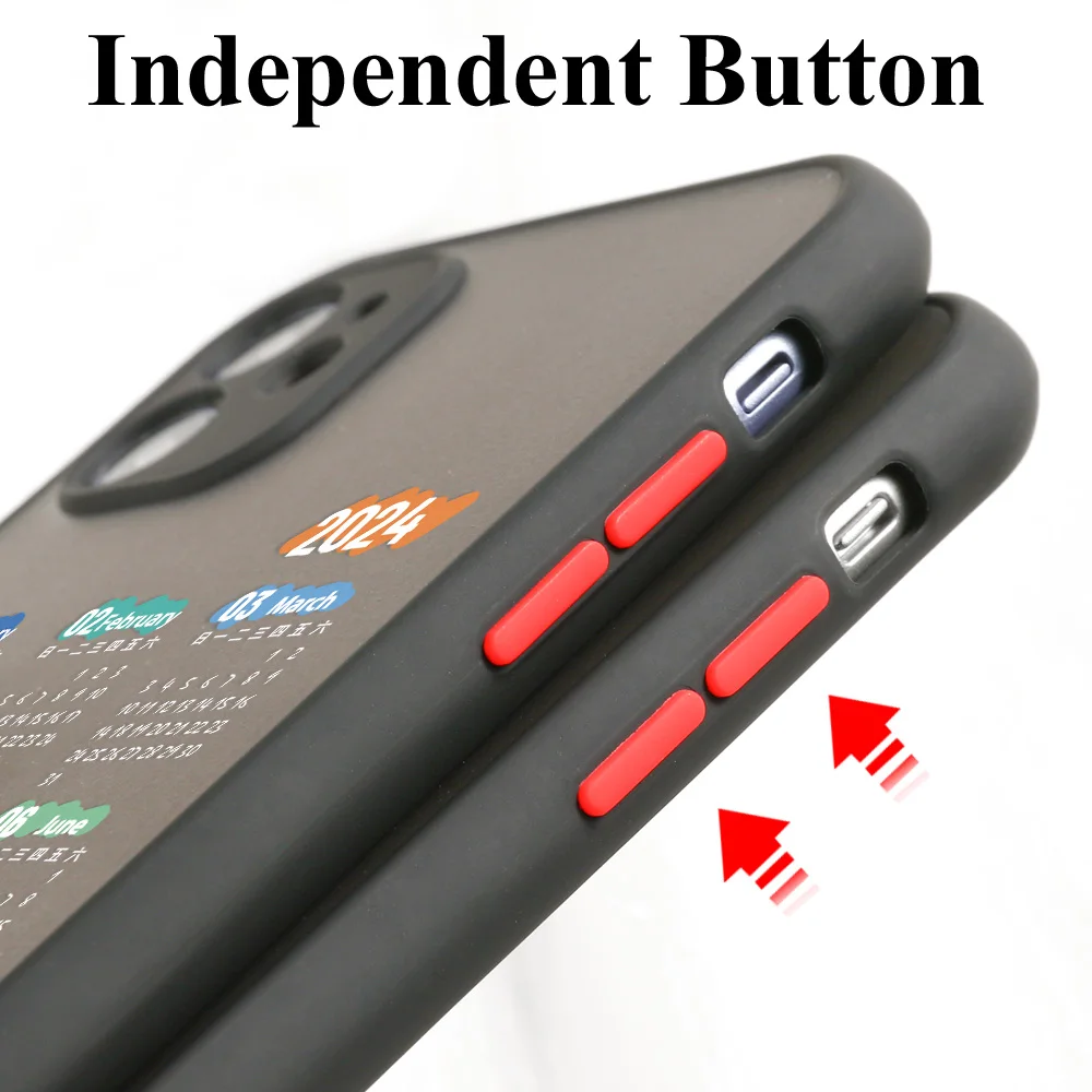 Funda de teléfono mate dura para iPhone 11, 13, 14, 15 Pro Max, XR, X, 7, 8 Plus, SE 2020, 12 Mini, 13Pro Max, Fundas pintadas con calendario - imagen 4