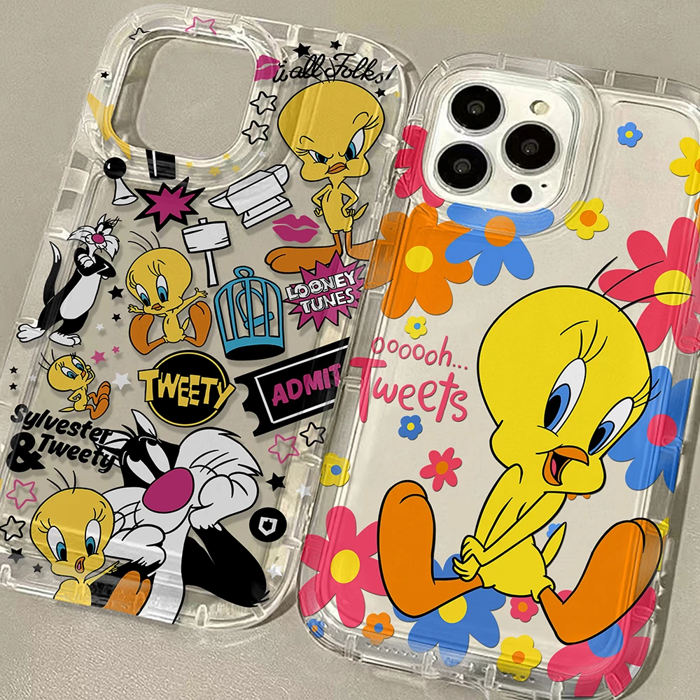 Funda de teléfono de dibujos animados Tweetys-Bird-Piolins para Samsung Galaxy S24 S23 S22 S21 S20 S10 Note20 Note10 FE Ultra Plus 4G 5G parte trasera transparente